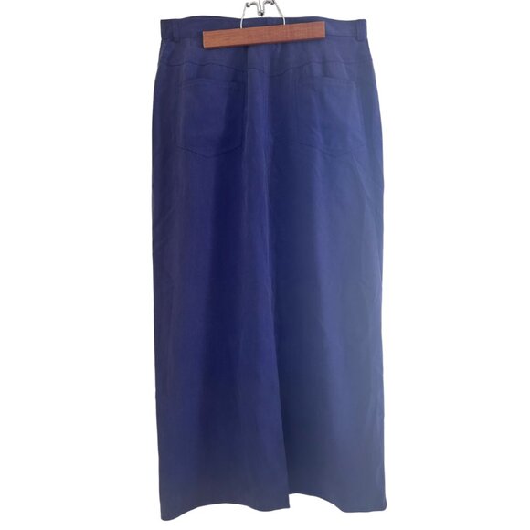 Vintage Anne Klein II Purple Blue 100% Silk Maxi Skirt Size 12 - Picture 14 of 14